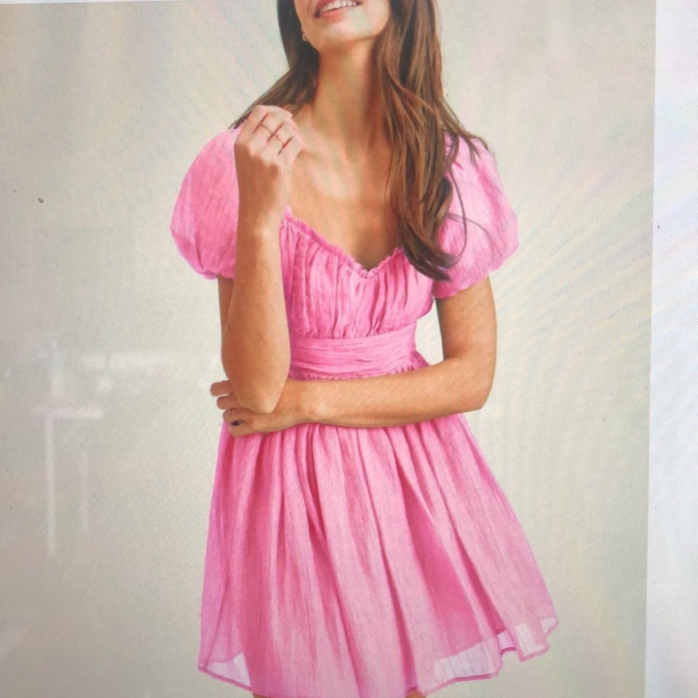 Juliana Cool Pink Lace up Back Mini Dress Size medium. Teen sizing. Barbie core
